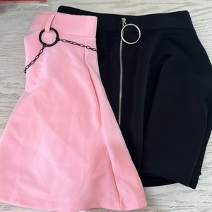 Set of two Hot Topic Skirts Black Pink Short Skater Flair